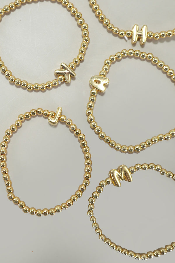 INITIAL MONOGRAM BUBBLE STRETCH BEAD BRACELET