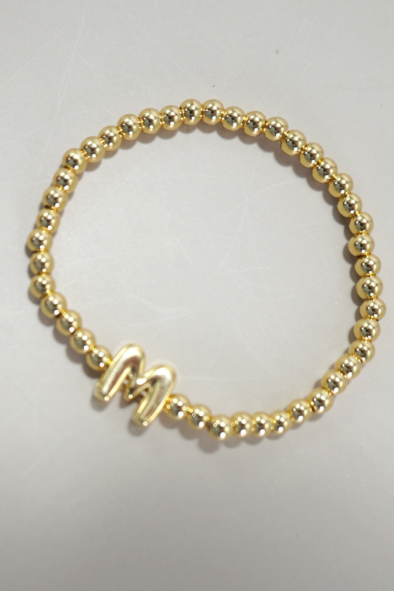 INITIAL MONOGRAM BUBBLE STRETCH BEAD BRACELET