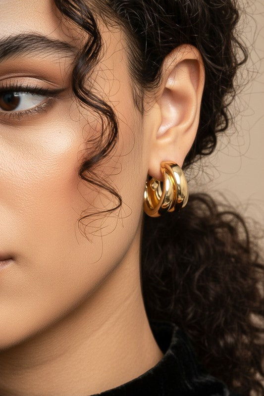 PINK FRIDAY Double Layer Hollow Puffy Hoop Earrings