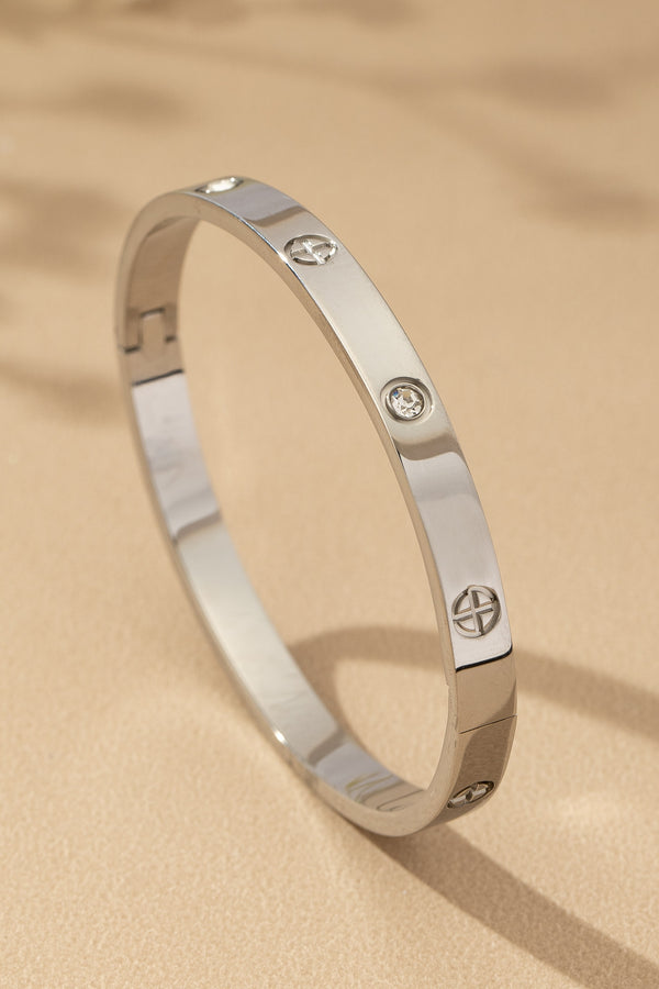 Silver Non Tarnish Stainless Steel Hinge Bangle Bracelet