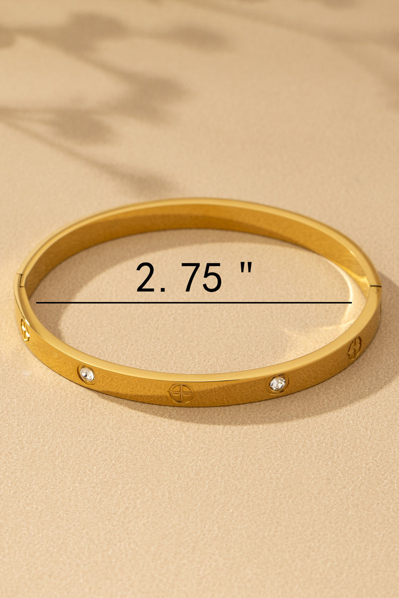 Gold Non Tarnish Stainless Steel Hinge Bangle Bracelet