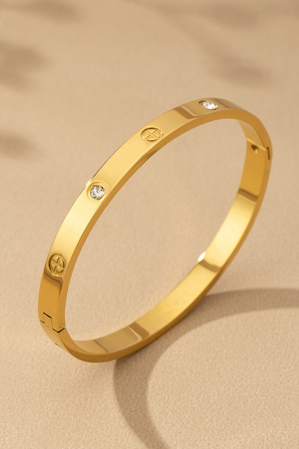 Gold Non Tarnish Stainless Steel Hinge Bangle Bracelet