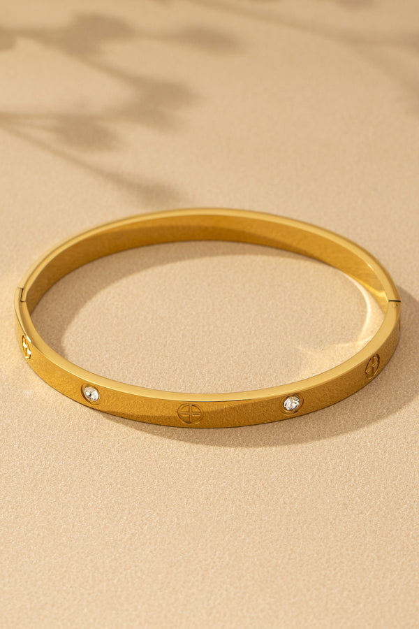 Gold Non Tarnish Stainless Steel Hinge Bangle Bracelet
