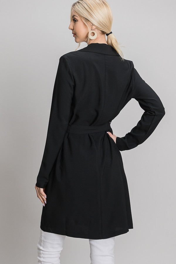PINK FRIDAY Black Front Tie Long Jacket