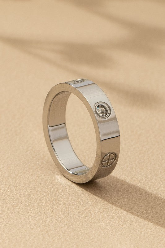 Non Tarnish Stainless Steel SIZE 7 Ring With Cz