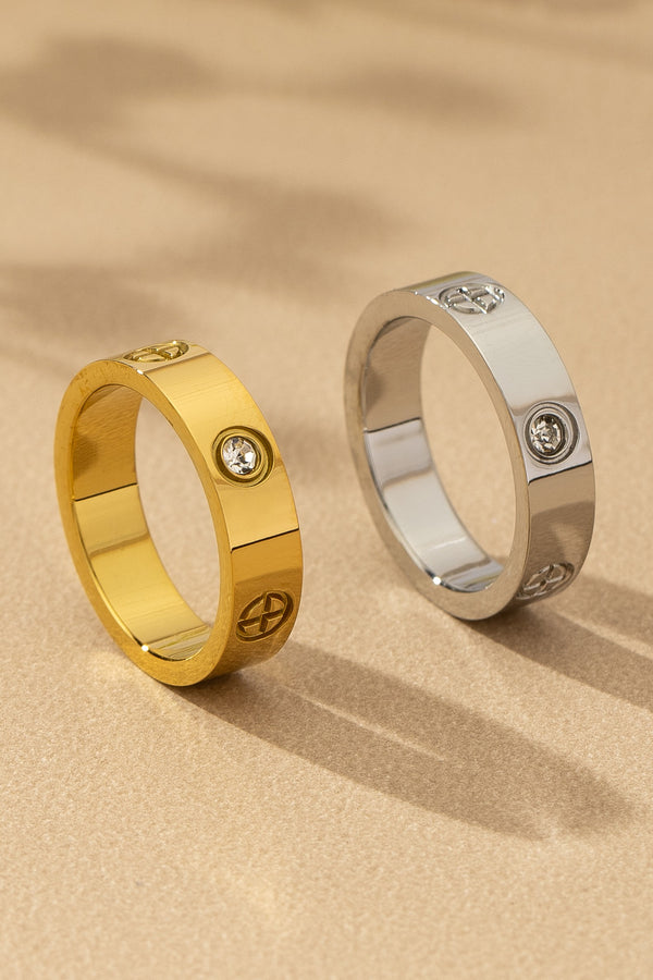 Non Tarnish Stainless Steel SIZE 7 Ring With Cz