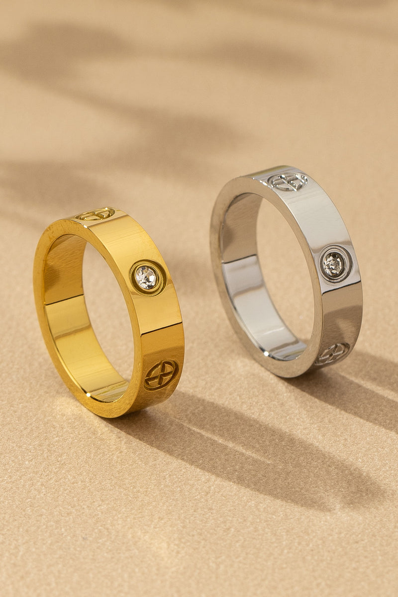 Non Tarnish Stainless Steel SIZE 7 Ring With Cz