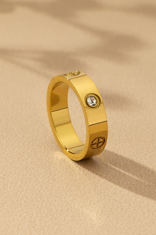 Non Tarnish Stainless Steel SIZE 7 Ring With Cz