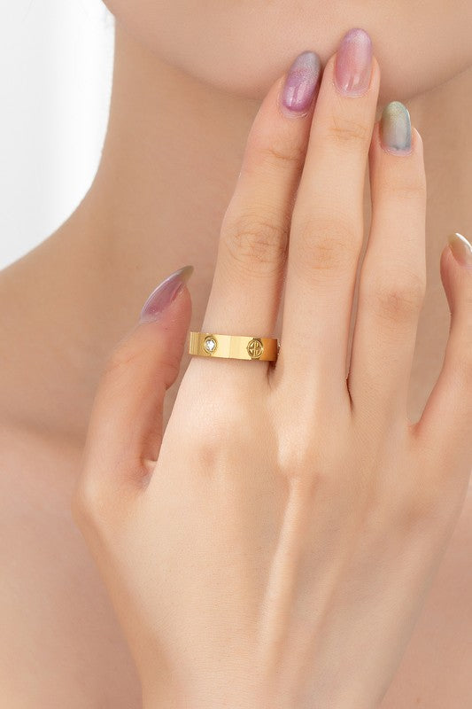 Non Tarnish Stainless Steel SIZE 7 Ring With Cz