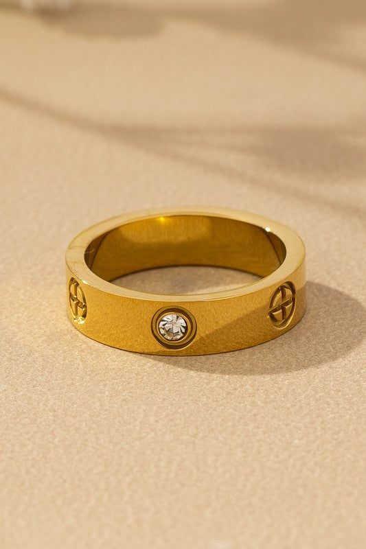 Non Tarnish Stainless Steel SIZE 7 Ring With Cz