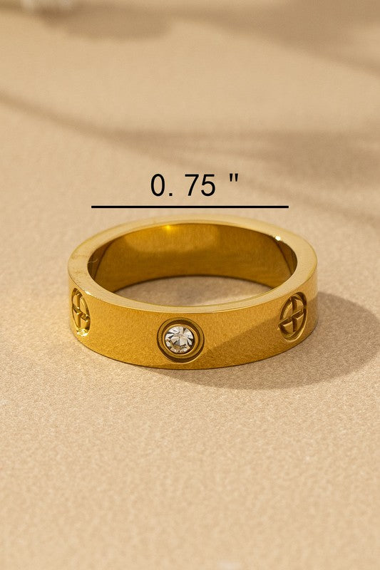 Non Tarnish Stainless Steel SIZE 7 Ring With Cz