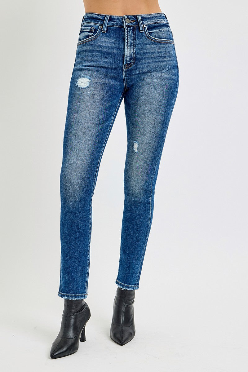 Risen Tummy Control High Rise Ankle Skinny Jeans