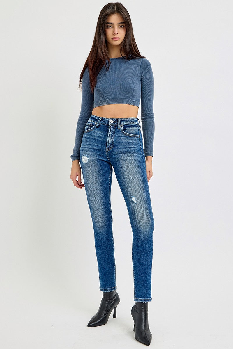 Risen Tummy Control High Rise Ankle Skinny Jeans