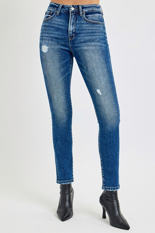 Risen Tummy Control High Rise Ankle Skinny Jeans