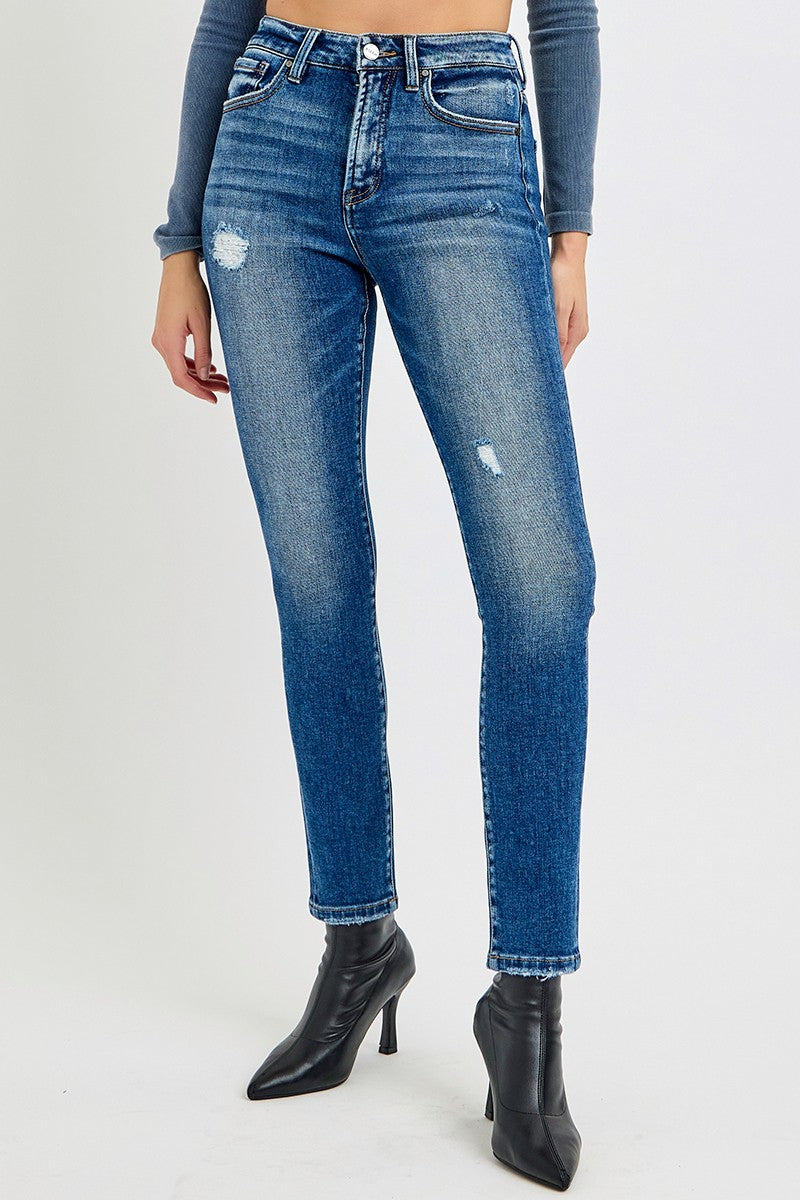 Risen Tummy Control High Rise Ankle Skinny Jeans