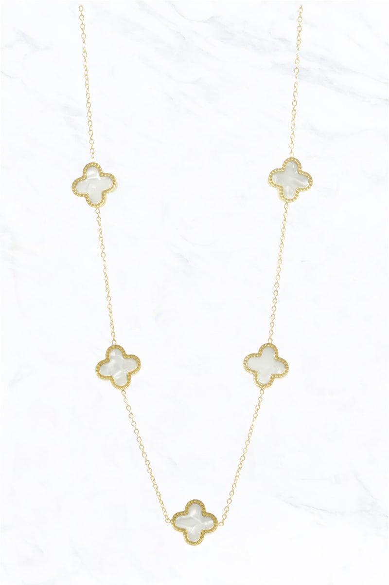 Gold Clover Station Necklace