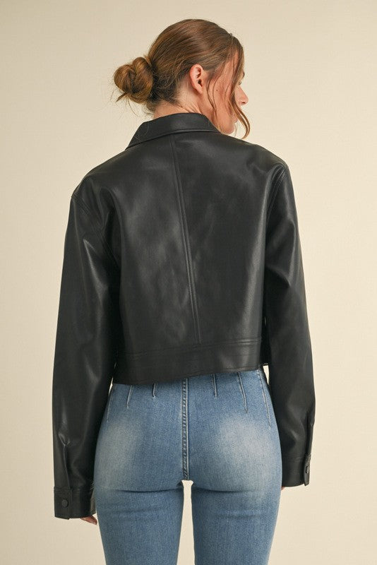 Time For Something New Black Pleather Jacket With Pockets