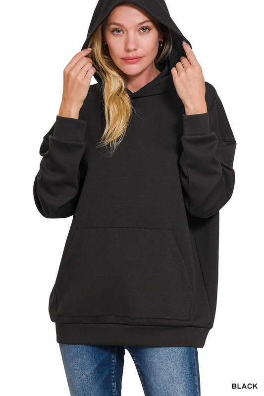 Black Scuba Hoodie With Kangaroo Pockets