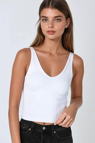 White Wide Ribbed Tank Top