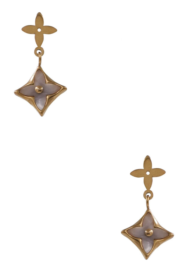 Stainless Steel Quatrefoil Post Earrings