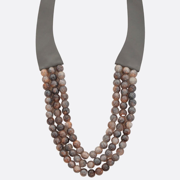 Beaded Layered Grey Magnetic Necklace