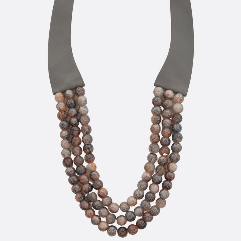Beaded Layered Grey Magnetic Necklace
