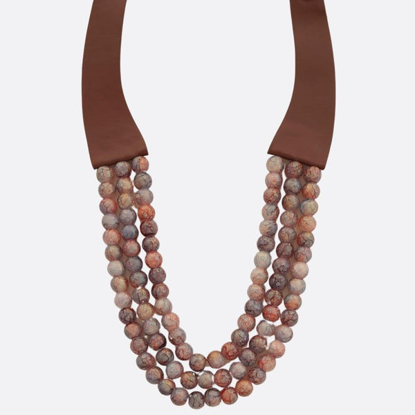 Beaded Layered Cognac Magnetic Necklace