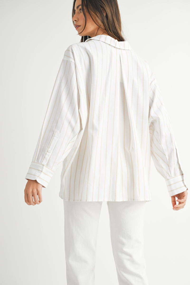 MABLE OVERSIZED STRIPPED BUTTON DOWN SHIRT