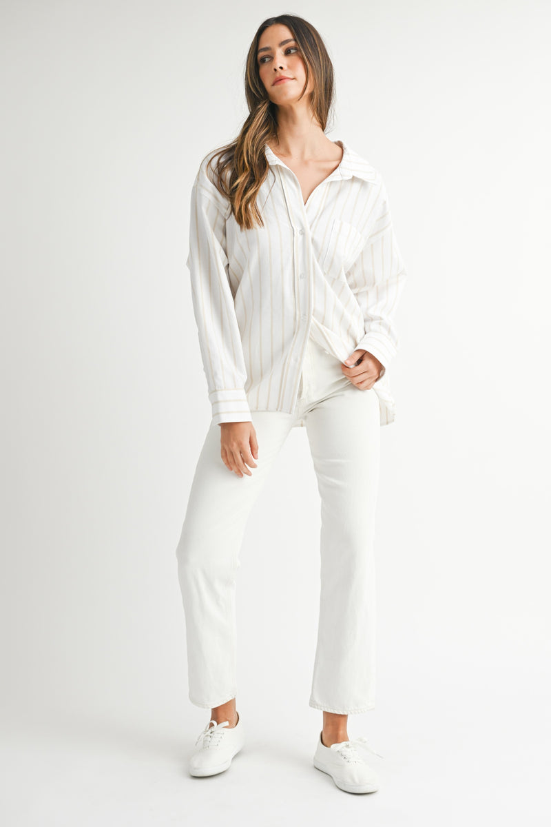 MABLE OVERSIZED STRIPPED BUTTON DOWN SHIRT