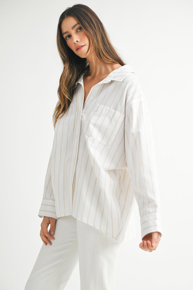 MABLE OVERSIZED STRIPPED BUTTON DOWN SHIRT