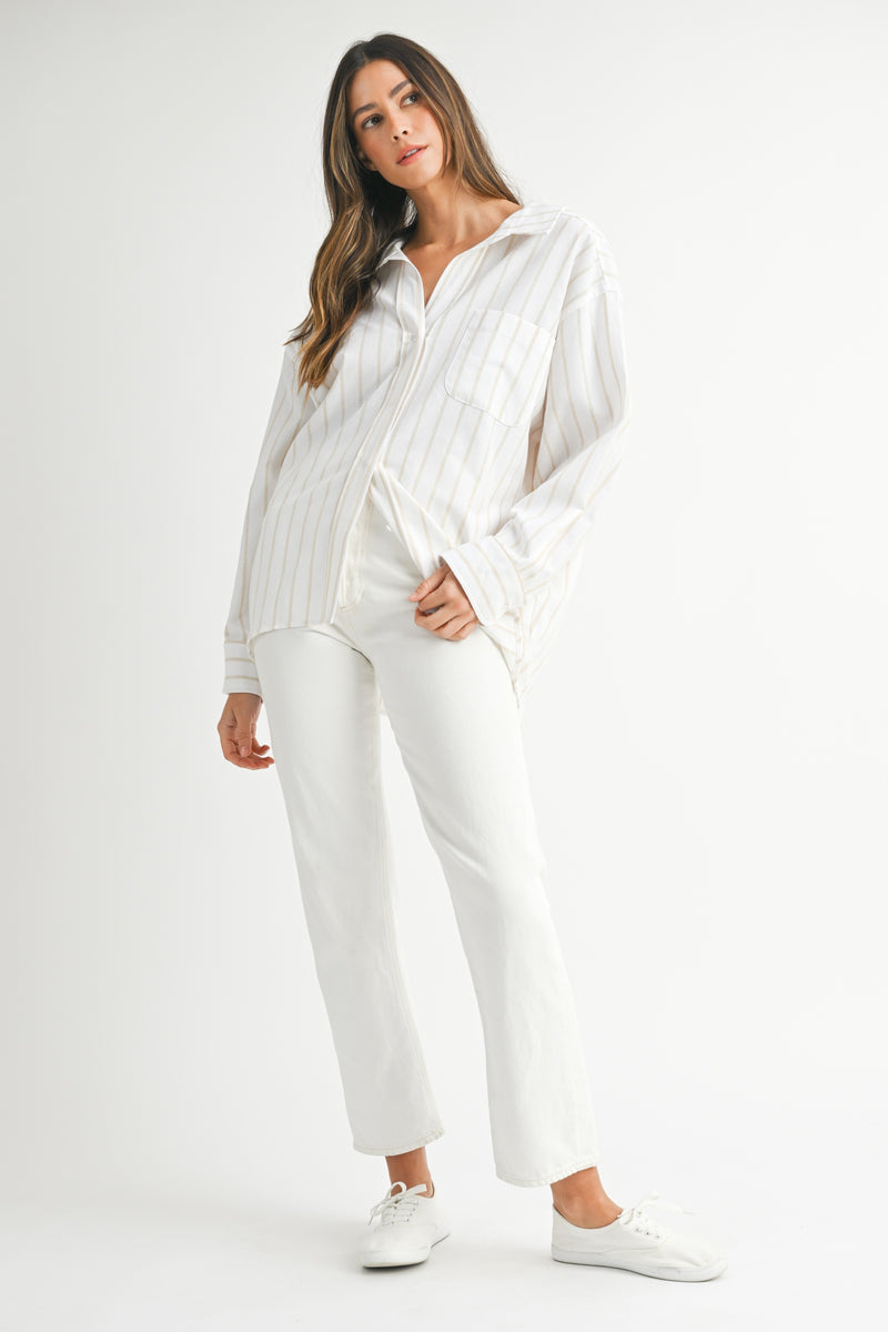 MABLE OVERSIZED STRIPPED BUTTON DOWN SHIRT