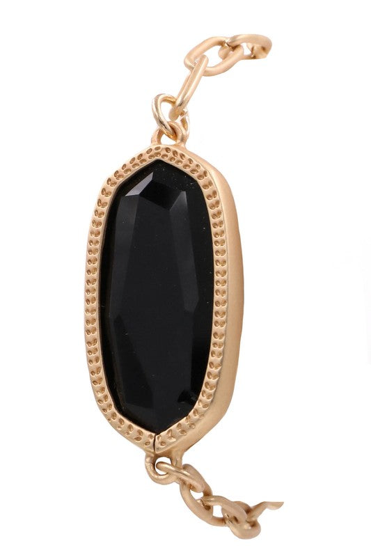 PINK FRIDAY Metal Geometric Stone Toggle Bracelet