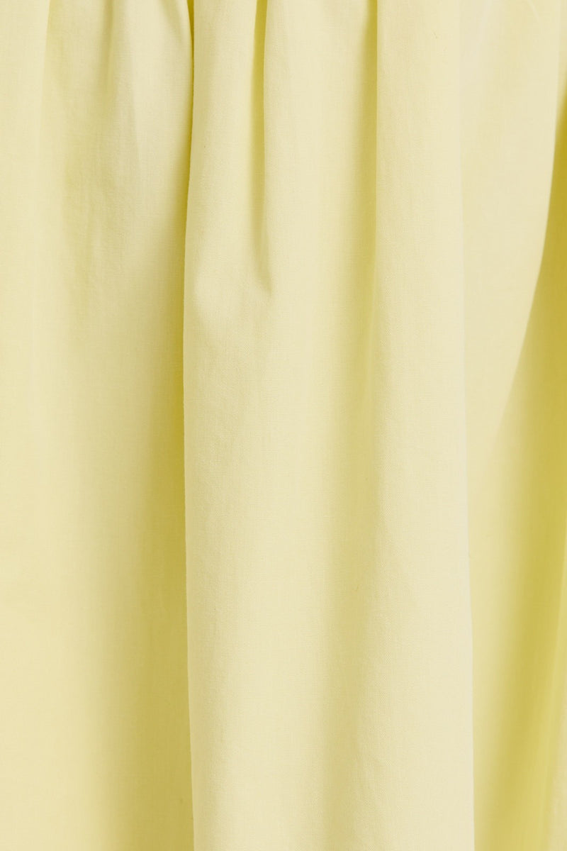 Light Yellow Strapless Pleated Detail Dress