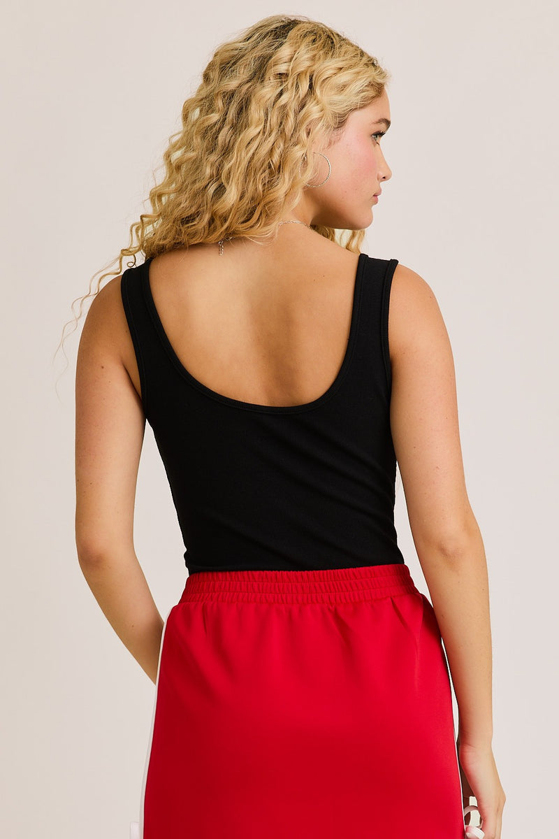 USA Black Sleeveless Bodysuit