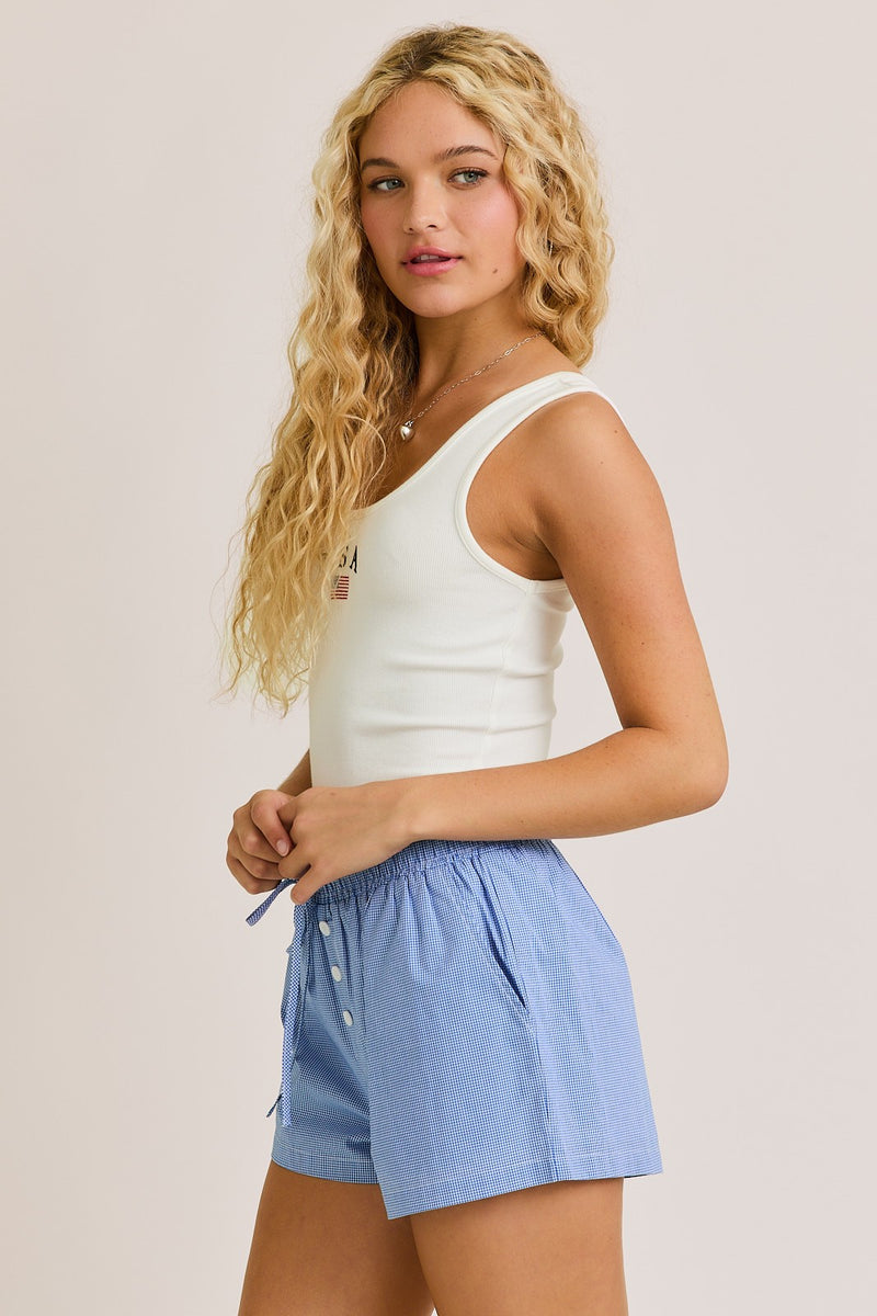 USA White Sleeveless Bodysuit