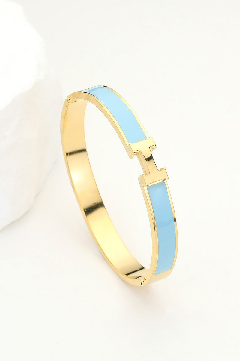 Stainless Steel Monogram H Enamel Hinged Bracelet
