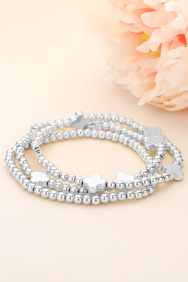 Metal Silver Quatrefoil BEADED BRACELETS