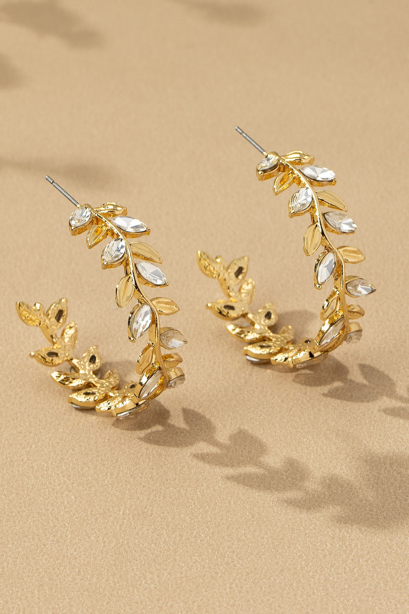 Zirconia Leaf Shape Hoop Earrings