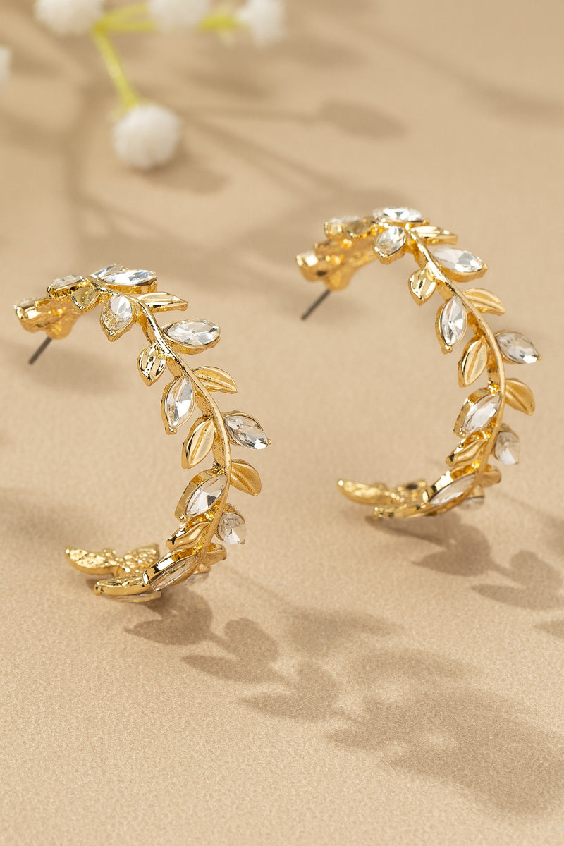 Zirconia Leaf Shape Hoop Earrings