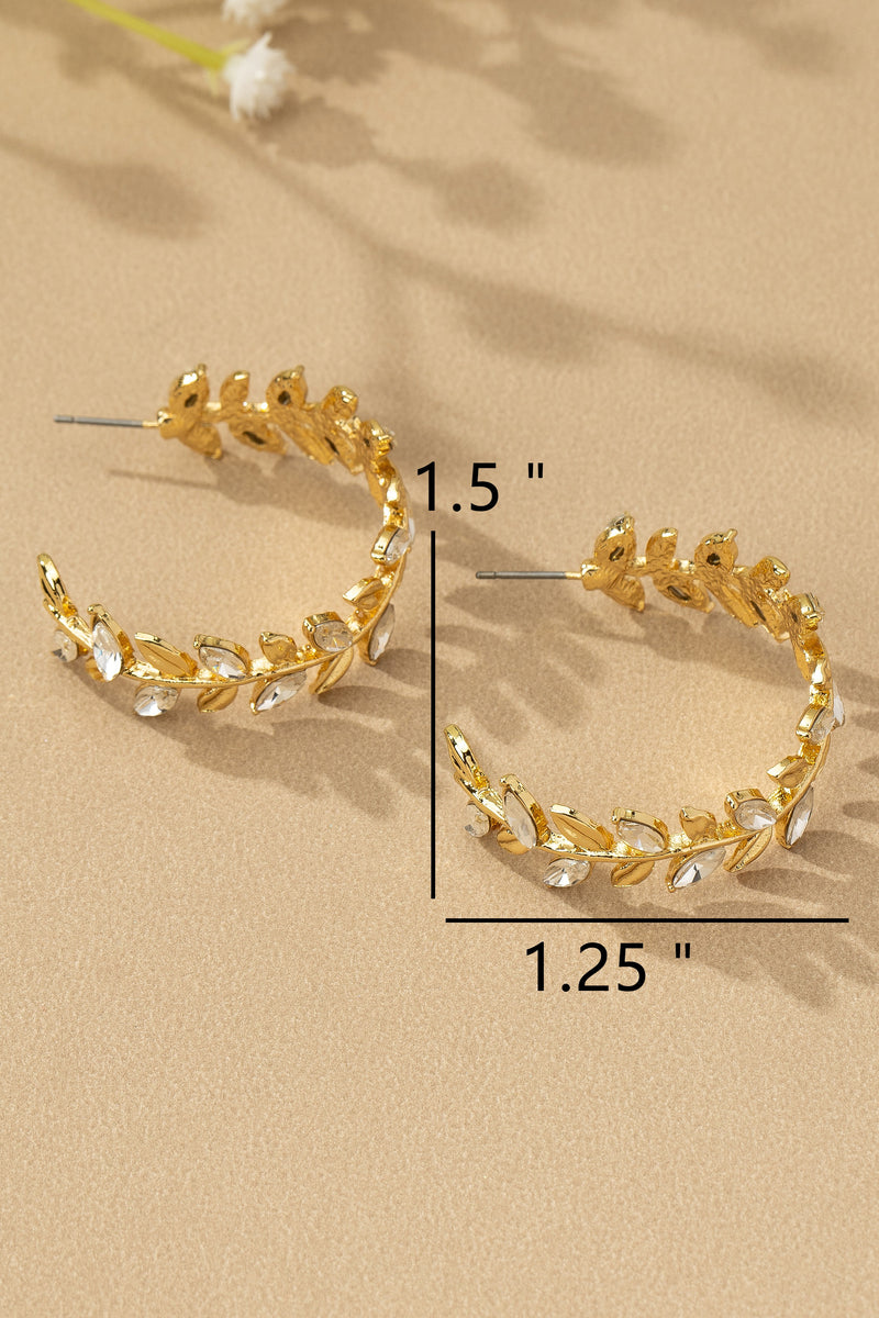 Zirconia Leaf Shape Hoop Earrings