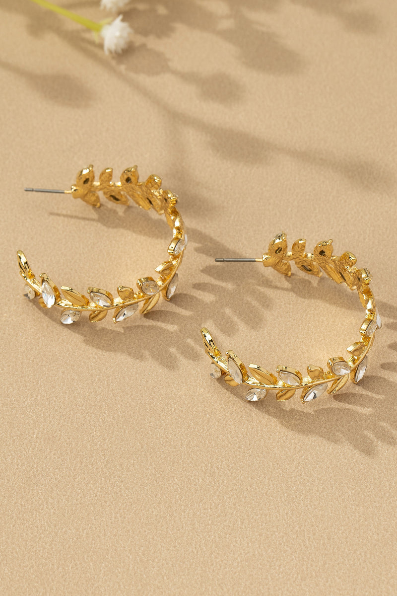 Zirconia Leaf Shape Hoop Earrings