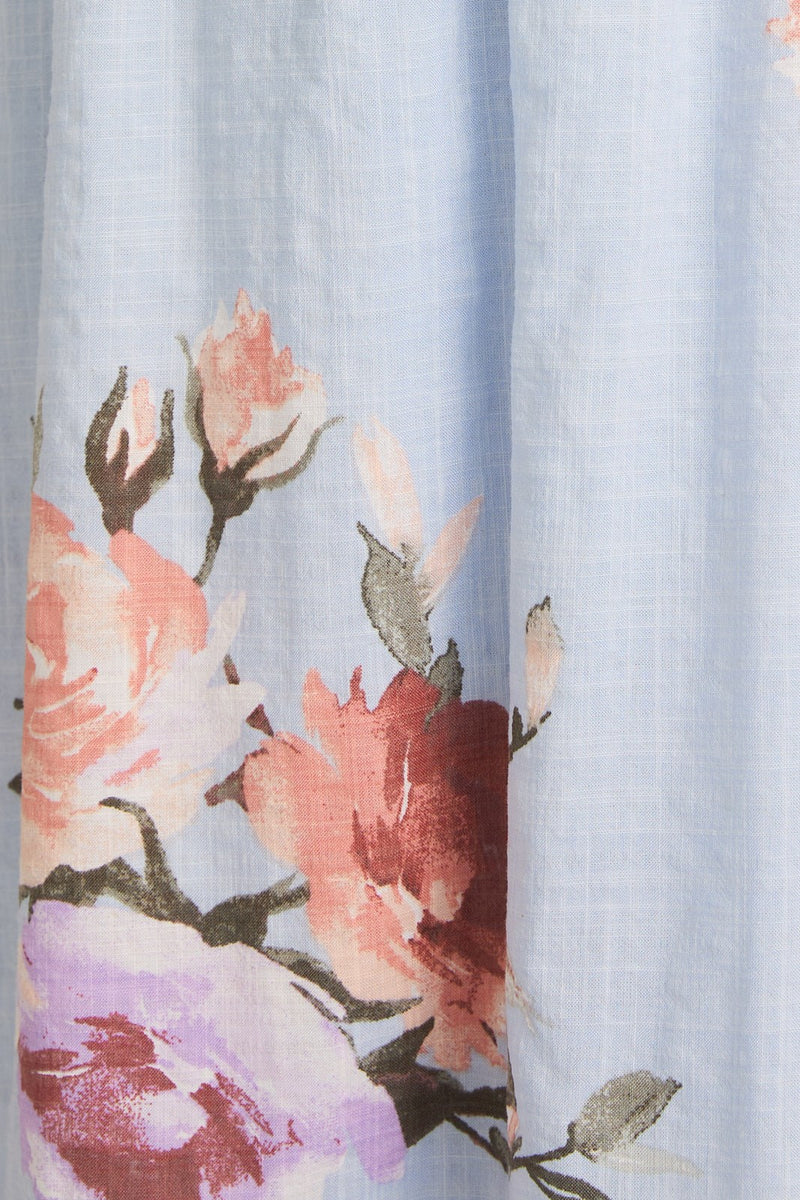 Smocking Short Sleeve Ruffle Hem Floral Dress
