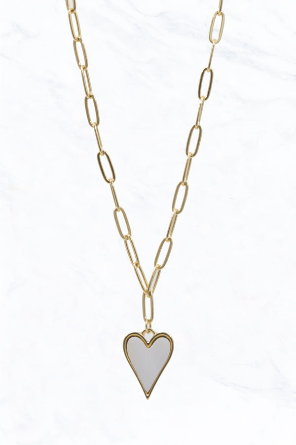 Gold Link Chain with Heart Pendant