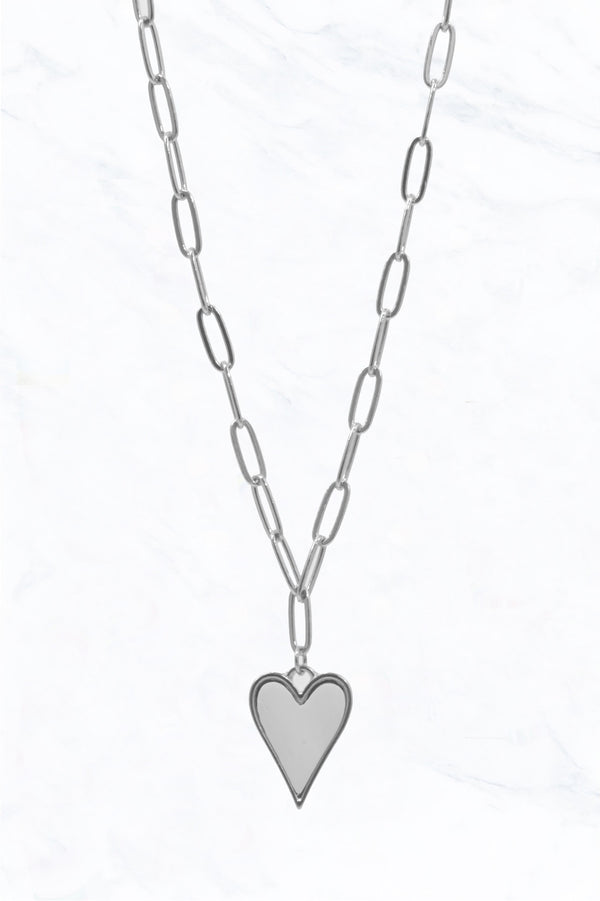 Silver Link Chain with Heart Pendant