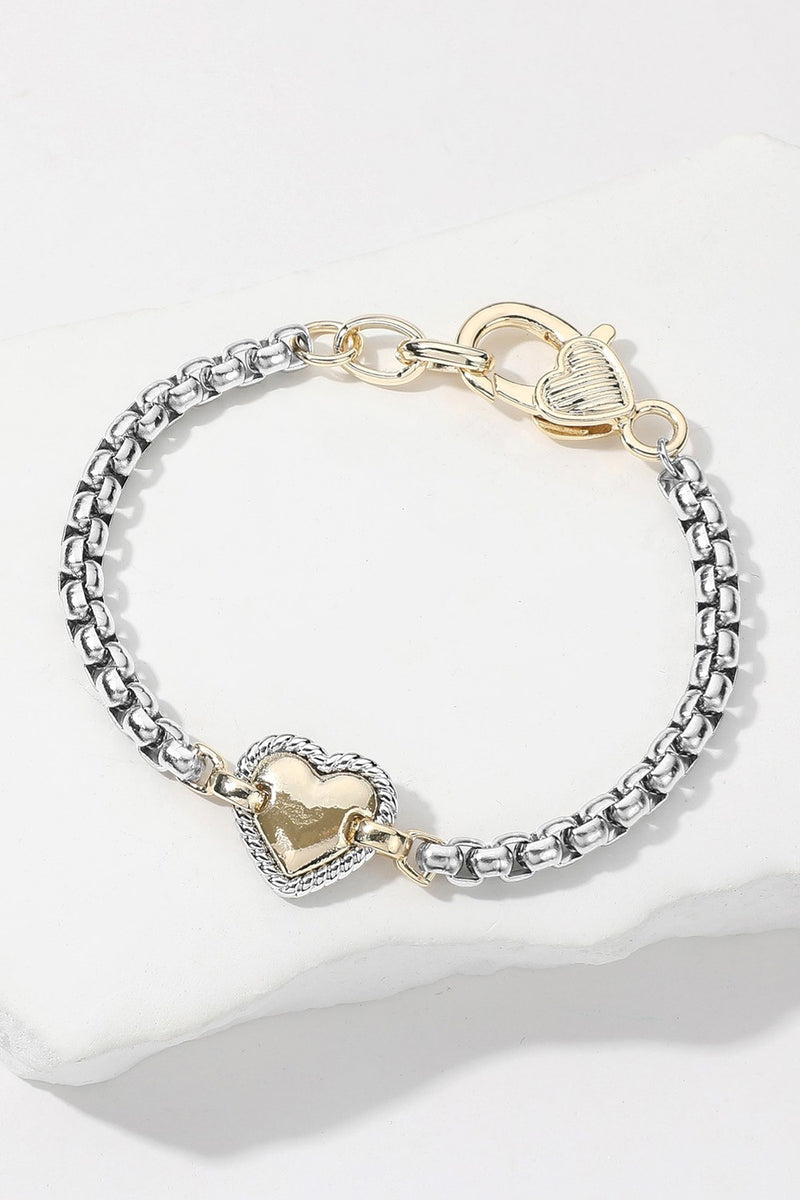 14K Gold Plated Two Tone Heart Pointed Bracelet