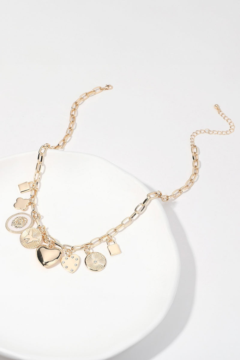 SECRET BOX_Metal Lock Quatrefoil Heart Necklace