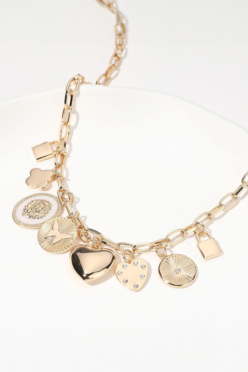 SECRET BOX_Metal Lock Quatrefoil Heart Necklace
