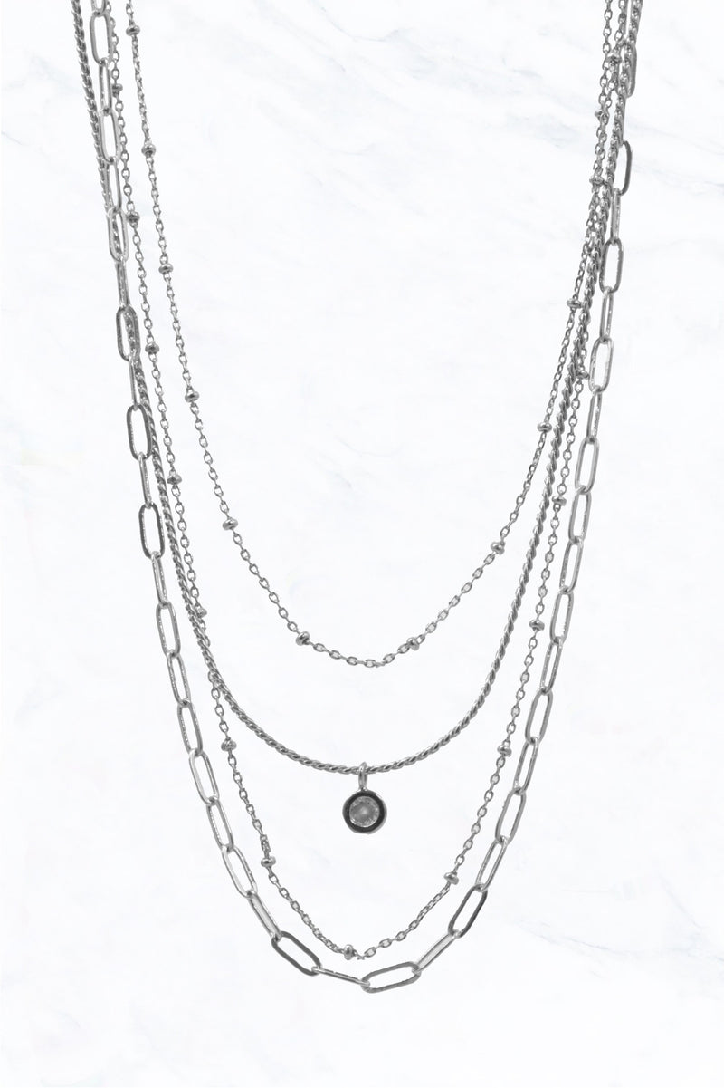 Silver Layered Chain Necklace