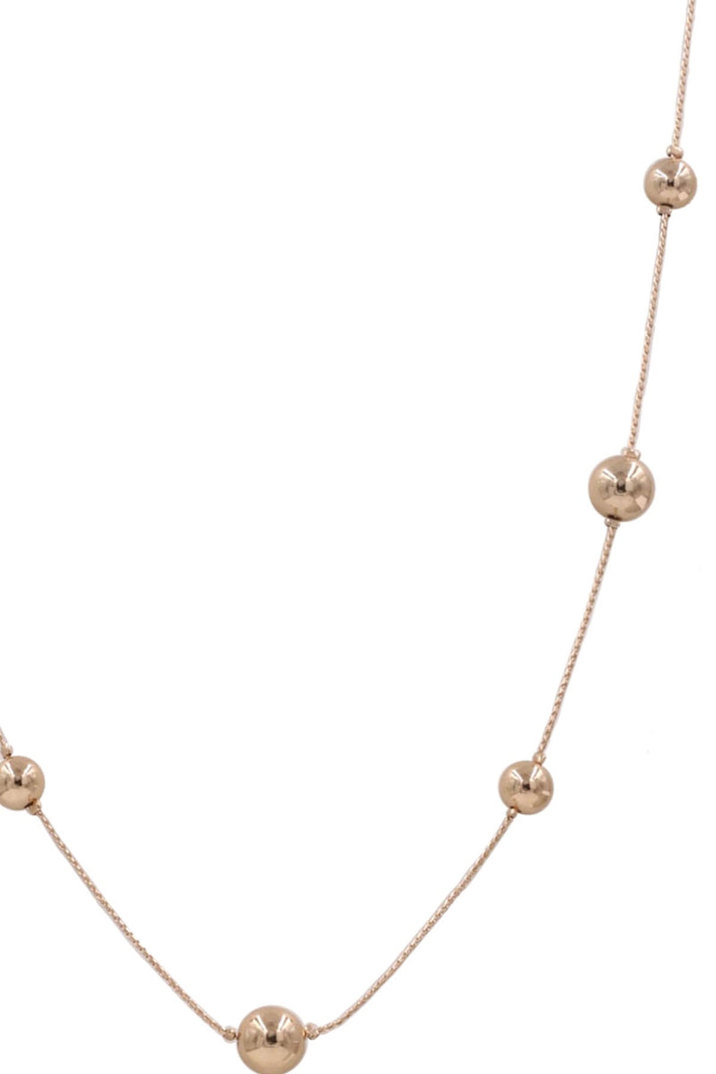 Metal Gold Ball Linked Long Necklace Set