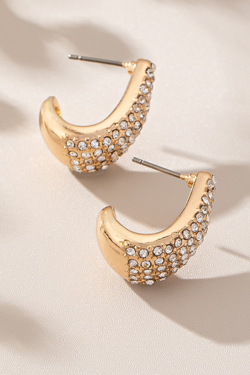 Pave Rhinestone Puffy Teardrop Earrings
